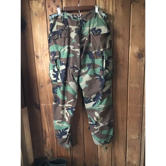 GI Camo Pants Size 35-39 Adjustable Drawstring Cuffs 6 Pockets Button - Picture 5 of 9